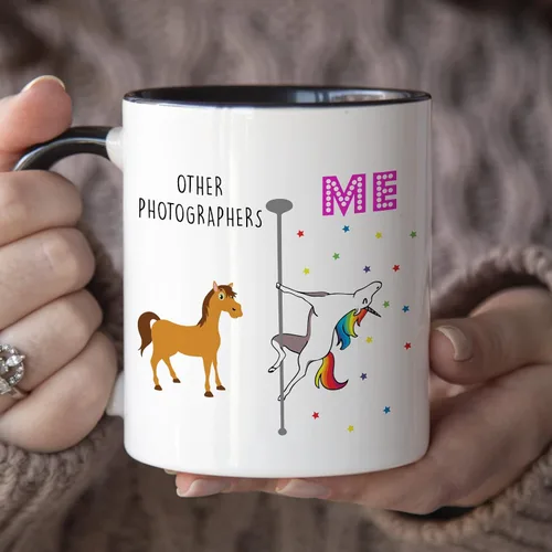 Vista 3 de YouNique Designs Taza para fotógrafos, 11 onzas, color blanco, taza de unicornio, regalos de fotografía para fotógrafos, regalos para amantes