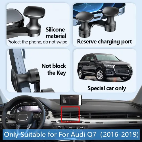 Vista 5 de Soporte para teléfono de coche para 2016 2017 2018 2019 Audi Q7 accesorios de automóvil decoración interior móvil celular Smartphone soporte
