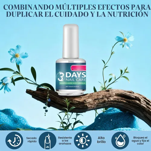 Vista 2 de 3 días de cuidado de uñas - Queratina aminoácido cuidado de uñas, fortalecimiento e hidratación, para uñas secas, débiles y frágiles, 0.5 fl oz/0.56