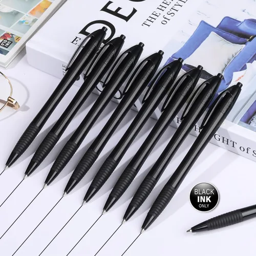 Vista 2 de Bolígrafos A Granel, Paquete de 60 Bolígrafos de Punta Esférica Negros con Agarre Slimster, Tinta Negra 1.0mm Punta Media Escritura Suave