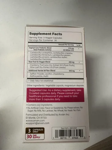 Vista 3 de Probióticos vaginales para mujeres, equilibrio de pH y apoyo de olores saludables con lactobacillus, prebióticos y arándanos, 60 mil millones