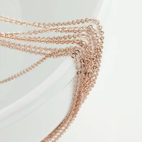Vista 2 de 10 piezas – Collar de cadena de cable chapado en oro rosa de 16 quilates de 17.5 pulgadas, suministro de joyería con descuento a granel, 10PCHN