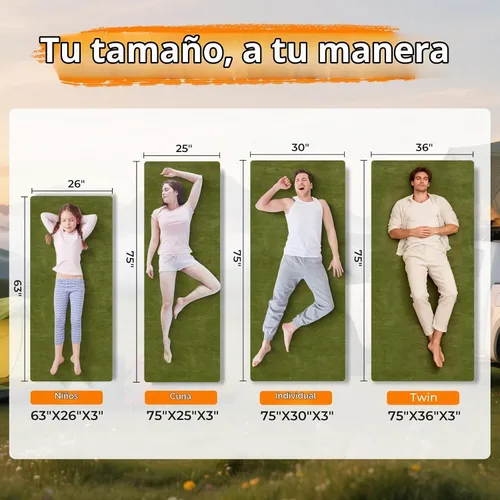 Vista 9 de Colchón de Espuma Viscolástica para Camping de 3 Pulgadas Impermeable Enrollable Cama de Dormir para Adultos Colchón Enrollable Portátil para Viaje
