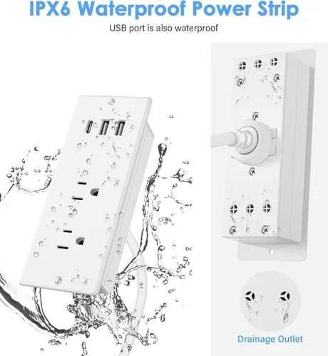 Vista 2 de Jgstkcity Regleta de alimentación empotrable USB C de 20 W, protector de sobretensiones impermeable, toma de corriente de escritorio para muebles, 2