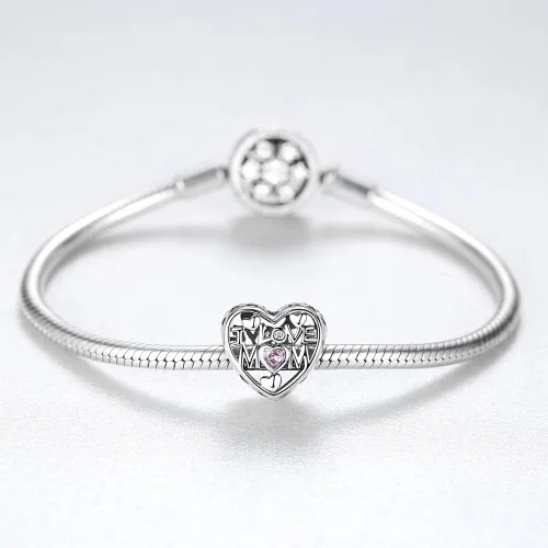 Vista 3 de ASELFAD I Love You Heart Sterling Silver Charms for Bracelets Best Valentines Day Mothers Day Christmas Anniversary Birthday Gifts for Mom Daughter