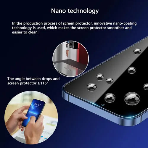 Vista 6 de Protector de pantalla de luz azul para iPhone 12 Pro Max (2020-6.7 pulgadas), protección ocular HD transparente con bloqueo de luz azul, vidrio