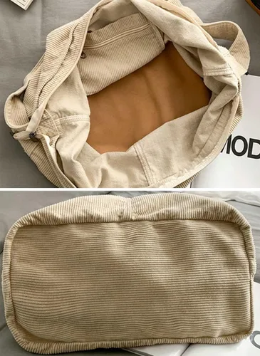 Vista 8 de Bolso Hobo para mujeres y hombres, bolso de hombro de pana de gran capacidad, bolso cruzado minimalista de viaje