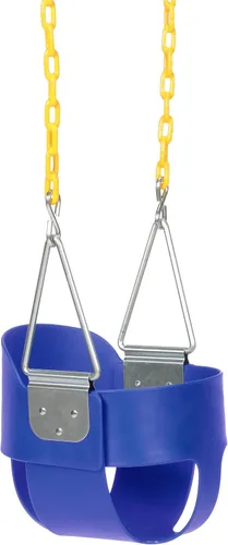 Vista 8 de Eastern Jungle Gym Asiento de columpio para niño con respaldo alto y respaldo alto Cadenas revestidas totalmente montadas Accesorio de columpio