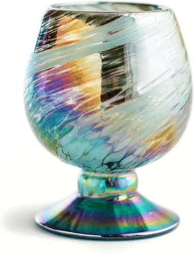 Vista 7 de Vasos de Chupito de Tequila Auténticos Mexicanos Soplados a Mano - Juego de 4 - 2 oz - Mini Vasos de Coñac - Base Pesada - Coñac (Aurora Boreal)