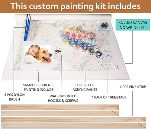 Vista 7 de Kit de pintura por números para adultos principiantes, lienzo personalizado para hacer tu foto, juego de pintura de color por números, regalo