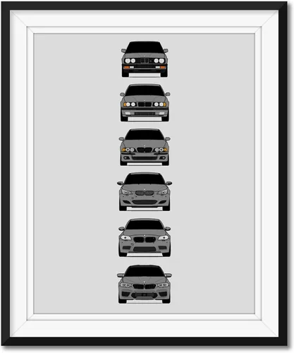 Vista 14 de Custom Car Posters Handmade Poster compatible with BMW M5 Generations and Print of BMW Car Models: E28, E34, E39, E60, F10, F90 - Multi, 8x10