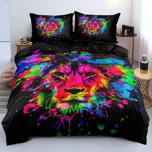 Vista 23 de Juego de funda de edredón con diseño de tigre blanco, tamaño individual, funda de edredón con estampado de animales salvajes, juego de ropa de cama