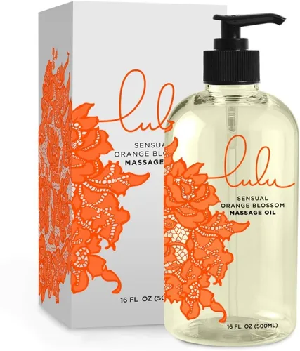 Vista 4 de Lulu Aceite de masaje de flor de naranja con jojoba y aceites esenciales, 16 onzas y lubricante personal. Lulu Lube Natural a base de agua, 16 onzas