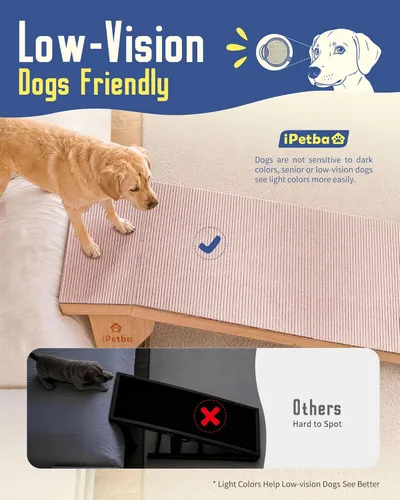 Vista 5 de Rampa para perros mejorada 2026 para cama con plataforma, apta para articulaciones, extra ancha y larga, antideslizante, resistente, hasta 200 libras