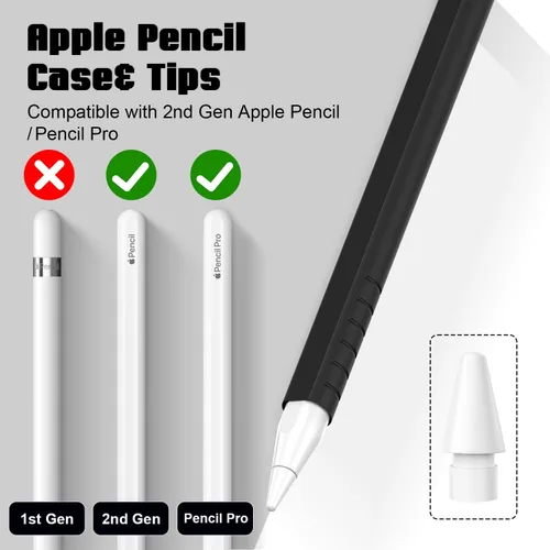 Vista 3 de Paquete de 2 fundas compatibles con Apple Pencil Pro 2024 y 2ª generación: accesorios de funda protectora para Apple Pen - Funda de silicona