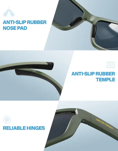 Vista 4 de DEAFRAIN Lentes de sol deportivos polarizados para hombres y mujeres, ideales para correr, pescar, conducir, marco irrompible con protección UV