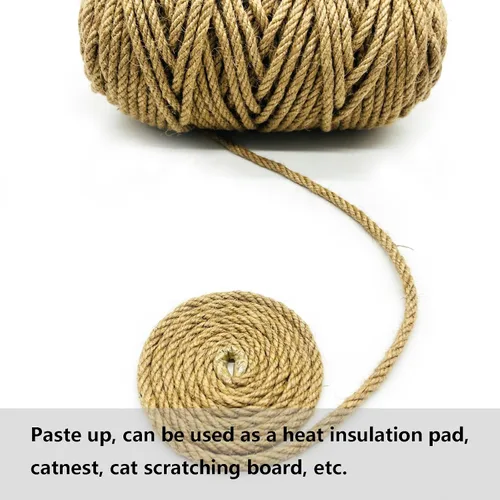 Vista 3 de Cuerda de yute de 0.236 in x 164 pies, cuerda de sisal de 1/4 de pulgada para rascador de gatos, manualidades y manualidades, cuerda de cáñamo