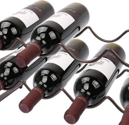 Vista 3 de Carperipher Estante apilable para vino, 8 botellas de 2 niveles, soporte y almacenamiento para botellas, soporte para botellas de vino de metal