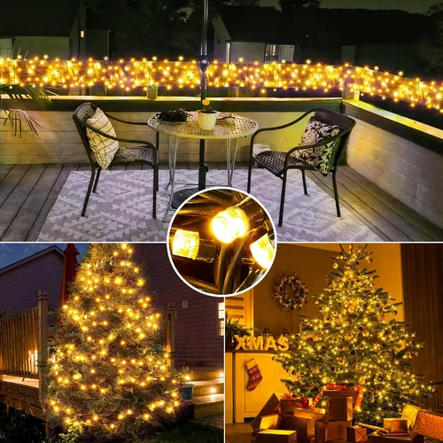Vista 7 de BlcTec Luces de Navidad blancas cálidas, 300 luces LED de 108 pies para árbol de Navidad con 8 modos, impermeables, con certificación UL