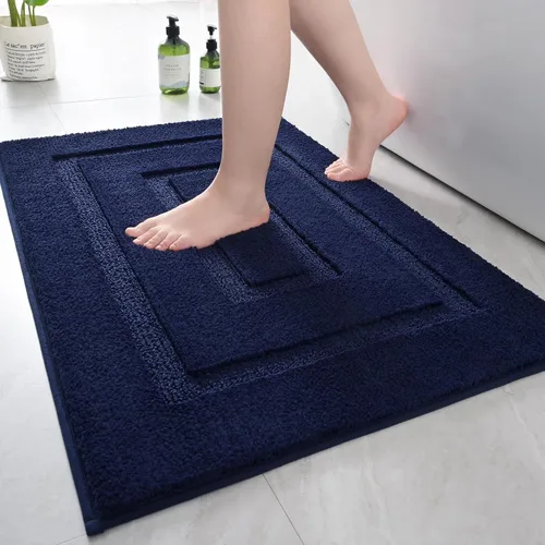 Vista 17 de HOMORE Alfombra de baño negra de 24 x 17 pulgadas, suave y absorbente, alfombra de baño pequeña, alfombra de baño lavable antideslizante para bañera