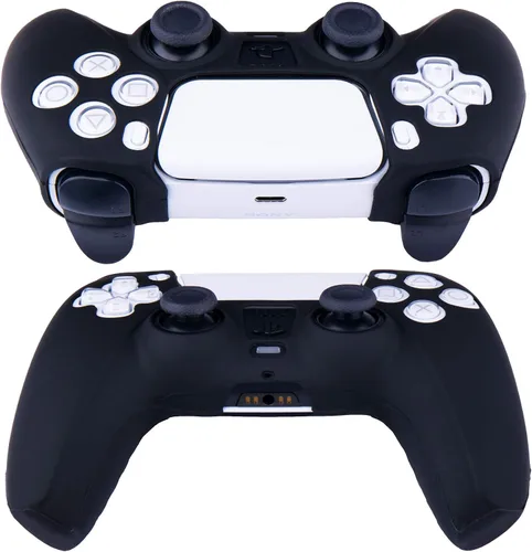 Vista 6 de YoRHa Funda de silicona para PS5 Dualsense Controller x 10 (negro) con empuñaduras para el pulgar