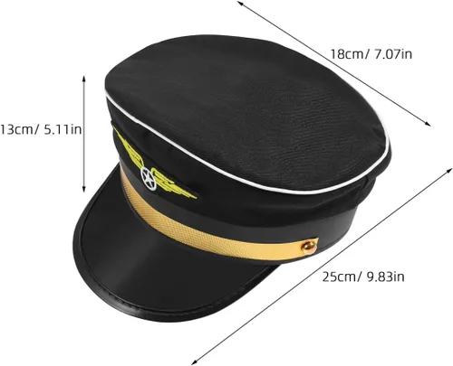 Vista 7 de Toddmomy Sombrero de disfraz de aerolínea para niños, sombrero de piloto ajustable