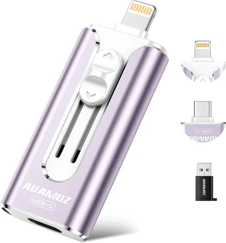 Vista 10 de Mini unidad flash de doble interfaz de 256 GB, memoria portátil compatible con iPhone 17/16/15/14/13/12/11, iPad Android PC, fácil de guardar fotos