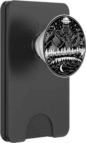 Vista 7 de Galaxia OVNI Abducción Espacio Astronauta Naturaleza Lago Luna Alien PopSockets Estándar PopGrip