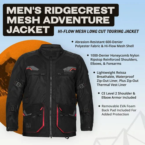Vista 7 de Tourmaster Chaqueta de aventura de malla Ridgecrest para motocicleta para hombre