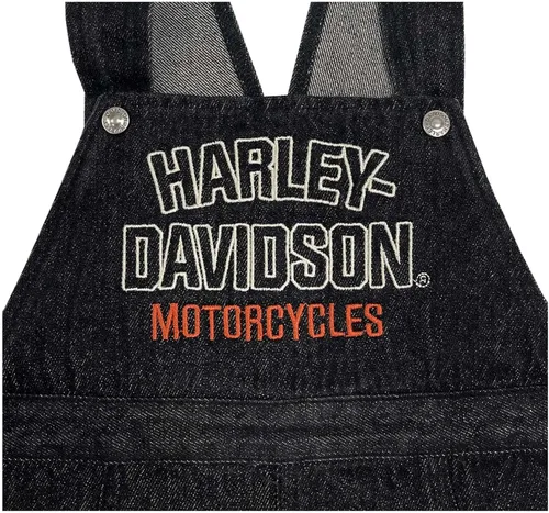 Vista 2 de Harley-Davidson Overol unisex bordado H-D de mezclilla para recién nacido - Negro