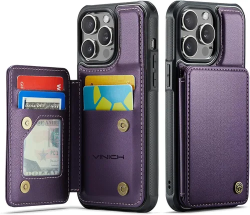 Vista 66 de Vinich for iPhone XR Wallet Case with Card Holder, Black RFID Blocking Credit Slots, Kickstand, Shockproof Flip Phone Cover, PU Leather, Double