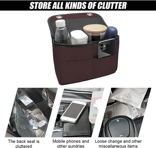 Vista 4 de Organizador de asiento trasero de automóvil, bolsa de almacenamiento impermeable de piel sintética para colgar en el automóvil, organizador