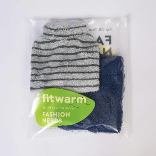 Vista 8 de Fitwarm 2 Pack Suéter de forro polar a rayas para perro, ropa de invierno cálida para perros pequeños, niño o niña, atuendo de peluche