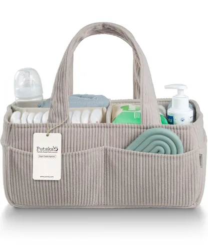 Vista 11 de PUTSKA Organizador de pañales para bebé para mesa de cambio – Elegante cesta de almacenamiento para guardería, artículos esenciales para recién