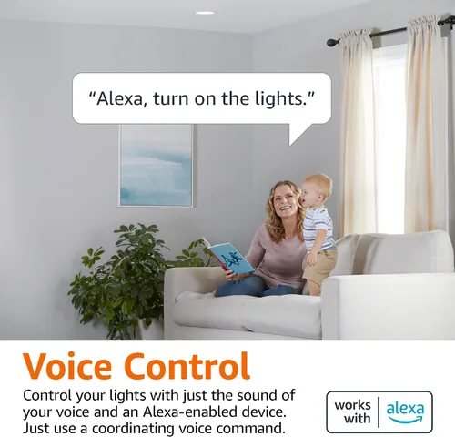 Vista 3 de [Usado] Amazon Basics Bombilla LED Inteligente BR30, Cambio de Color, 9W (Equivalente a 60W), 800LM, Funciona Solo con Alexa, Wi-Fi de 2.4 GHz, No