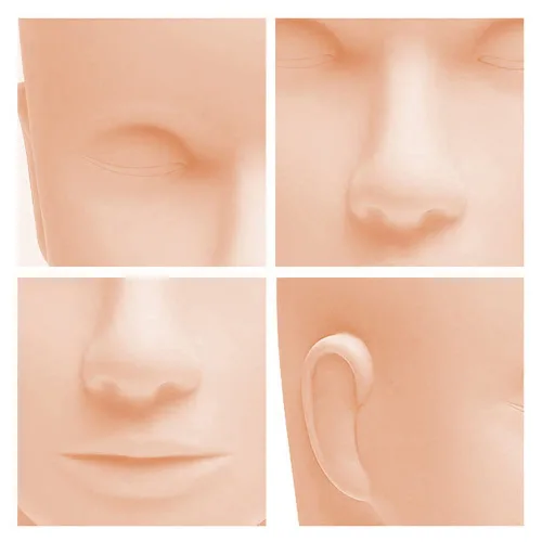 Vista 6 de Cabeza de maniquí de pestañas, cabeza de entrenamiento de práctica, para maquillaje y extensión de pestañas, cabeza de cara de muñeca