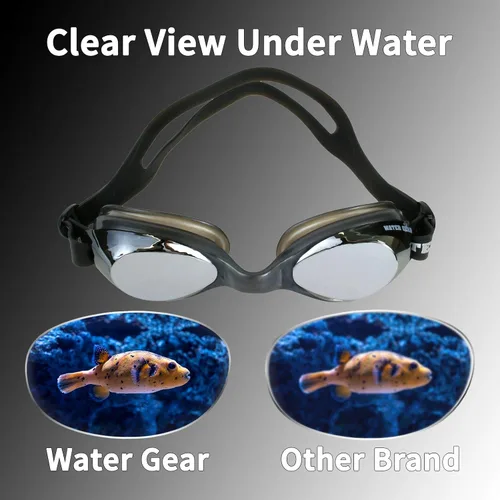 Vista 7 de Water Gear Gafas de natación antivaho con maquinilla de afeitar metálica, ideales para piscina y buceo, visión cómoda y clara, deportes acuáticos