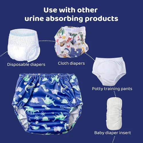 Vista 4 de BISENKID Cubierta de pañales de goma para pantalones de plástico, fundas de pañales de plástico elásticas para ropa interior de plástico para niños