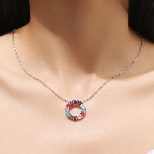 Vista 4 de Conjuntos de joyas de collares y aretes de gemas coloridas aniversario cumpleaños día de la madre regalos para mujeres esposa mamá mejor amiga