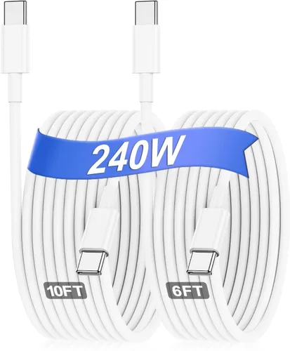 Vista 9 de Hzevn Cable de carga USB C de 60 W para MacBook Pro/Air y iPhone 16/15 Pro Max, certificado MFi 20V/3A, cable de carga súper rápido de 6 pies + 10