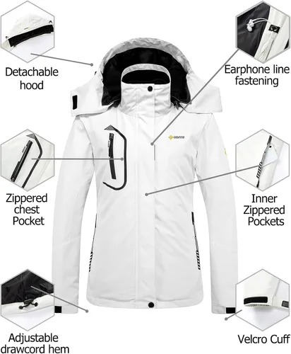 Vista 6 de GEMYSE Chaqueta de nieve impermeable 3 en 1 para mujer, abrigo de invierno aislado