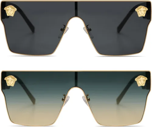 Vista 23 de Allarallvr Gafas de sol cuadradas de gran tamaño para mujeres hombres vintage de moda clásica gafas de sol de sol para mujer AR82087