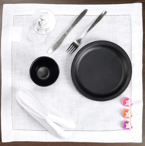 Vista 2 de Lightnpro - Juego de 6 servilletas de algodón con dobladillo blanco de 18 x 18 pulgadas, suaves y lavables, elegantes servilletas de mesa
