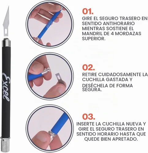 Vista 5 de Excel Blades K18 - Cuchillo para manualidades de agarre suave, color rojo