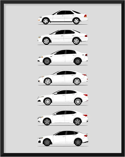 Vista 13 de Custom Car Posters Póster hecho a mano compatible con Acura (perfil lateral), decoración de lo mejor de las generaciones de Acura, historia 10C.