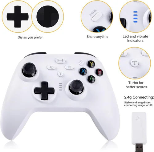 Vista 6 de TechKen 2.4G Wireless Joystick Controller Compatible for Xbox One PC and Playtation 3 with Dual Vibration and Lager Capacity Rechargeable Battery