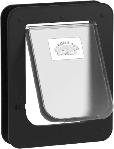 Vista 10 de Hakuna Pets Puerta súper resistente para mascotas, gatos y perros con panel de bloqueo de 2 vías para pantallas, puertas, paredes y vidrio de hasta