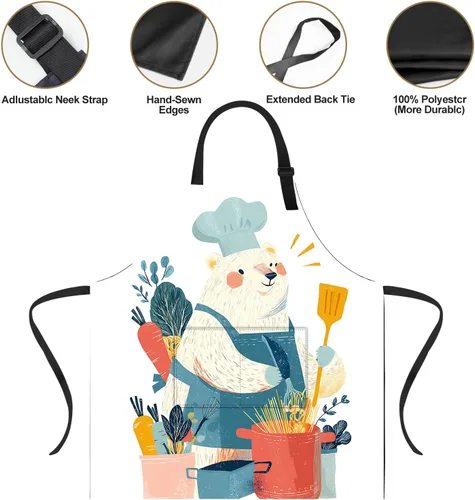 Vista 4 de Delantal divertido con 2 bolsillos para hombres y mujeres, barbacoa, parrilla, delantales con babero ajustable, regalos, cocina, cocina de la cocina