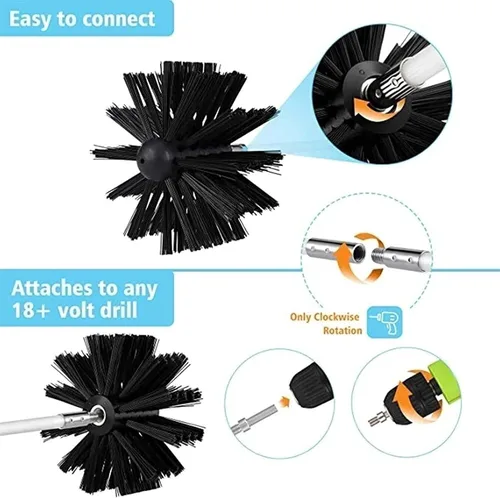 Vista 2 de LIYUN Kit de limpieza de ventilación de secadora de 24 pies, removedor de pelusas, cepillo de limpieza de chimenea flexible reutilizable con 18
