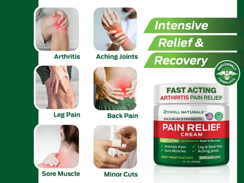 Vista 2 de OWELL NATURALS Crema para aliviar el dolor de penetración profunda, fórmula de máxima fuerza para articulaciones y dolores musculares, espalda baja
